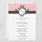 Katoen Snoep Roze Damask Wedding Kaart (Achterkant)