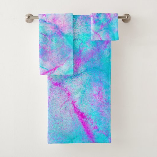 Katoen Snoep Roze en Blauwe Waterverf Bad Handdoek (Insitu)