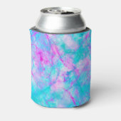 Katoen Snoep Roze en Blauwe Waterverf Blikjeskoeler (Blikje Achterkant)