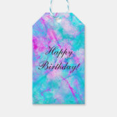 Katoen Snoep Roze en Blauwe Waterverf Cadeaulabel (Voorkant)