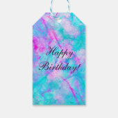 Katoen Snoep Roze en Blauwe Waterverf Cadeaulabel (Achterkant)