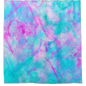 Katoen Snoep Roze en Blauwe Waterverf Douchegordijn (Voorkant)