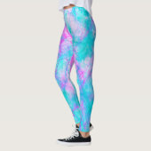 Katoen Snoep Roze en Blauwe Waterverf Leggings (Links)