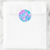 Katoen Snoep Roze en Blauwe Waterverf Ronde Sticker (Tas)