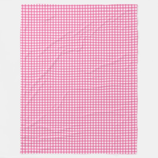 Katoen Snoep Roze en Witte Gingham Geruit Gezellig Fleece Deken (Voorkant)