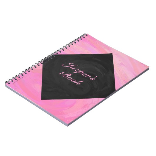 Katoen Snoep Roze en zwart Monogram Notitieboek (Linkerzijde)