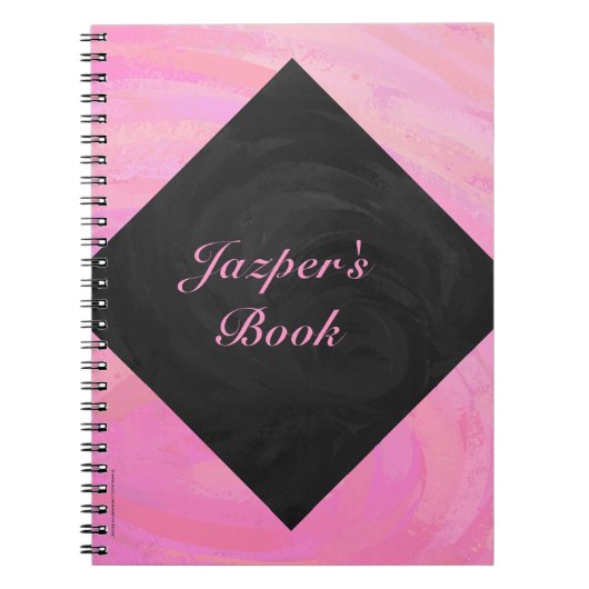 Katoen Snoep Roze en zwart Monogram Notitieboek (Voorkant)