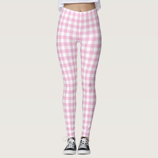 Katoen Snoep Roze Gingham Leggings (Voorkant)