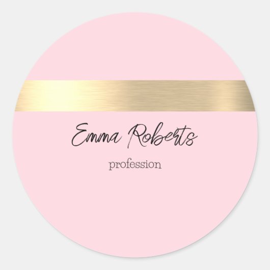 Katoen Snoep Roze Gouden Folie Rustieke Faux Ronde Sticker (Voorkant)
