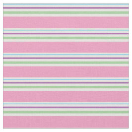 Katoen Snoep Roze, Groen, Aqua, Paarse strepen Stof