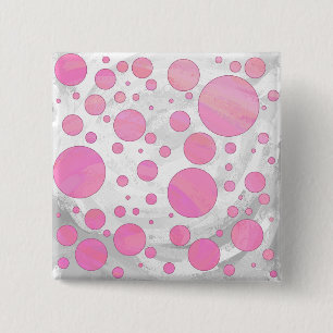 Katoen Snoep Roze pokadop Vierkante Button 5,1 Cm