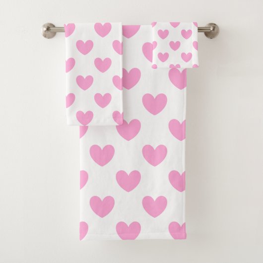 Katoen Snoep Roze polka harten wit Bad Handdoek (Insitu)