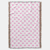 Katoen Snoep Roze polka harten wit Deken (Voorkant Verticaal)