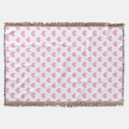 Katoen Snoep Roze polka harten wit Deken (Voorkant)