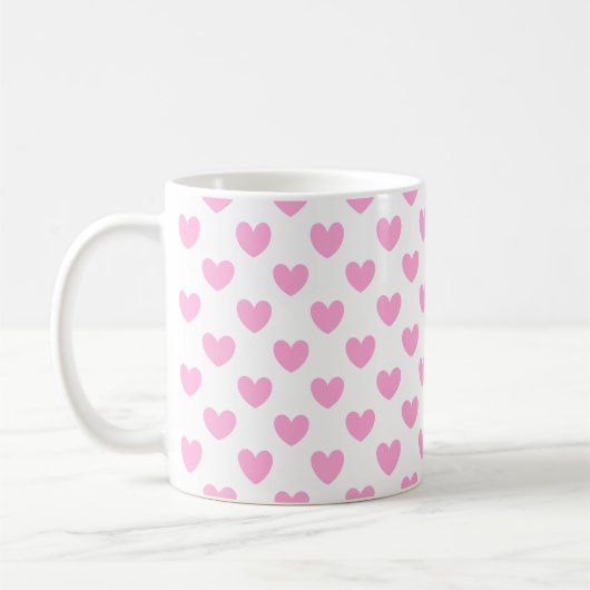 Katoen Snoep Roze polka harten wit Koffiemok (Links)