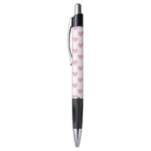Katoen Snoep Roze polka harten wit Pen