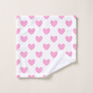 Katoen Snoep Roze polka harten wit Washandje