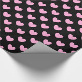Katoen Snoep Roze polka harten zwart Cadeaupapier (Hoek)
