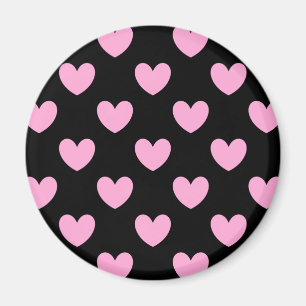 Katoen Snoep Roze polka harten zwart Magneet