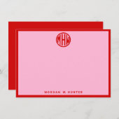 Katoen Snoep Roze Rood Monogram Font DIY BG Bedankkaart (Voorkant / Achterkant)