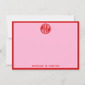 Katoen Snoep Roze Rood Monogram Font DIY BG Bedankkaart (Voorkant)