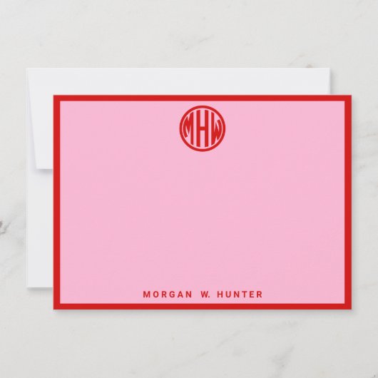 Katoen Snoep Roze Rood Monogram Font DIY BG Bedankkaart (Voorkant)