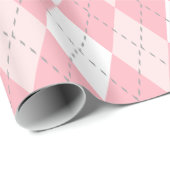 Katoen Snoep Roze, Roze Dk Grijs Wit XL Argyle Cadeaupapier (Rol Hoek)