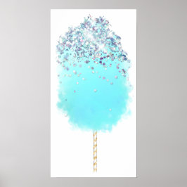 Katoen snoep schatblauwe en zilverglitter poster