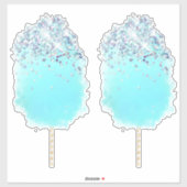 Katoen snoep schatblauwe en zilverglitter sticker (Vel)