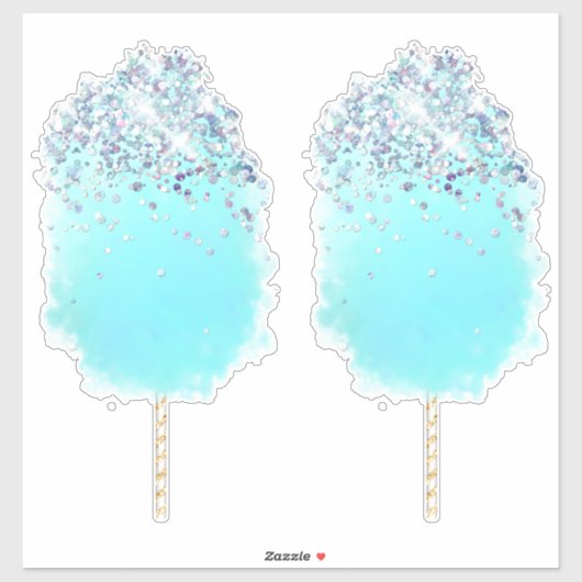 Katoen snoep schatblauwe en zilverglitter sticker (Vel)