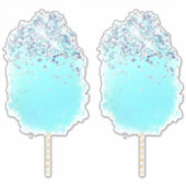 Katoen snoep schatblauwe en zilverglitter sticker (Voorkant)