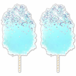 Katoen snoep schatblauwe en zilverglitter sticker