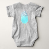 Katoen snoep schattig blauw en grijs glitter look romper (Achterkant)