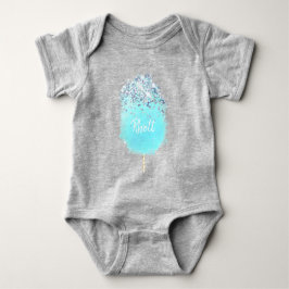 Katoen snoep schattig blauw en grijs glitter look romper