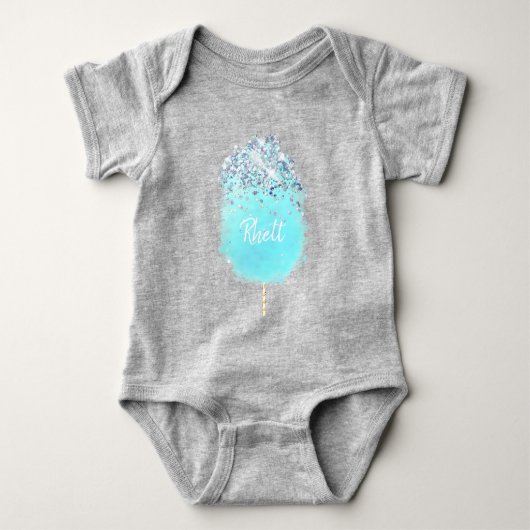 Katoen snoep schattig blauw en grijs glitter look romper (Voorkant)