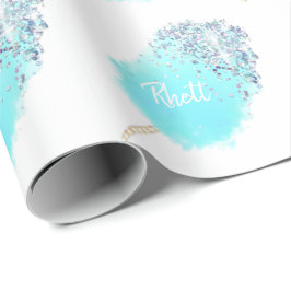 Katoen snoep schattig blauw glitter look cadeaupapier