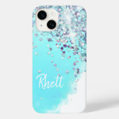 Katoen snoep schattig blauw zilver glitter waterve Case-Mate iPhone case (Achterkant)