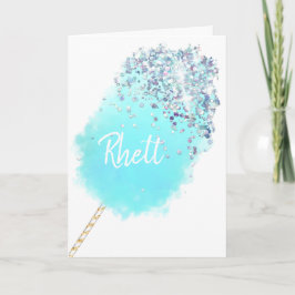 Katoen snoep schattig blauw zilver glitter waterve kaart