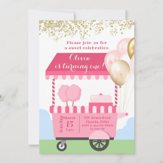 Katoen Snoep Sweet Celebration Birthday Kaart (Voorkant)