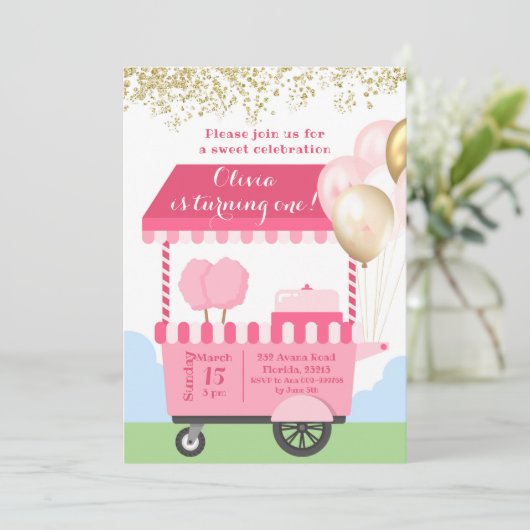 Katoen Snoep Sweet Celebration Birthday Kaart (Staand voorkant)