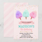 Katoen snoep verjaardagsfeest uitnodiging (Voorkant / Achterkant)