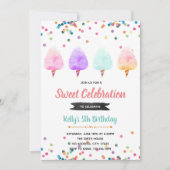 Katoen snoep verjaardagsfeest uitnodiging (Voorkant)