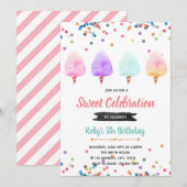 Katoen snoep verjaardagsfeest uitnodiging (Voorkant / Achterkant)