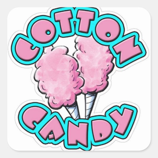 Katoen Snoep Vierkante Sticker (Voorkant)