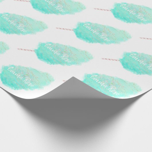 Katoen snoep waterverf glitter schattig blauwgroen cadeaupapier (Hoek)