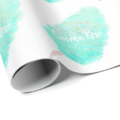 Katoen snoep waterverf glitter schattig blauwgroen cadeaupapier (Rol Hoek)