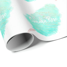 Katoen snoep waterverf glitter schattig blauwgroen cadeaupapier