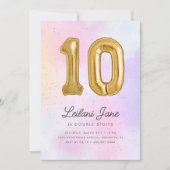 Katoen Snoep Waterverf Meisjes 10e Verjaardagsfees Kaart (Voorkant)