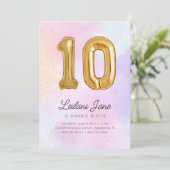 Katoen Snoep Waterverf Meisjes 10e Verjaardagsfees Kaart (Staand voorkant)