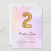 Katoen Snoep Waterverf Meisjes 2e Verjaardagsballo Kaart (Voorkant)